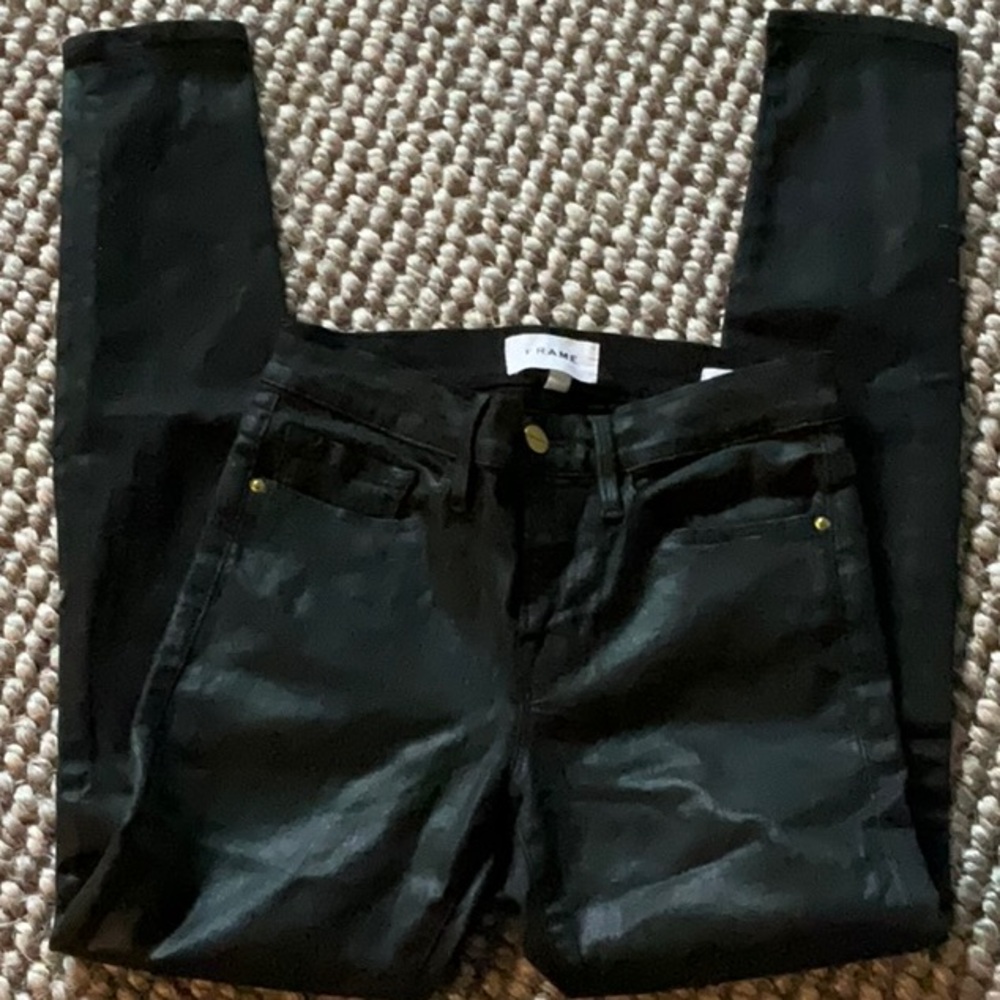 Frame black shiny jeans